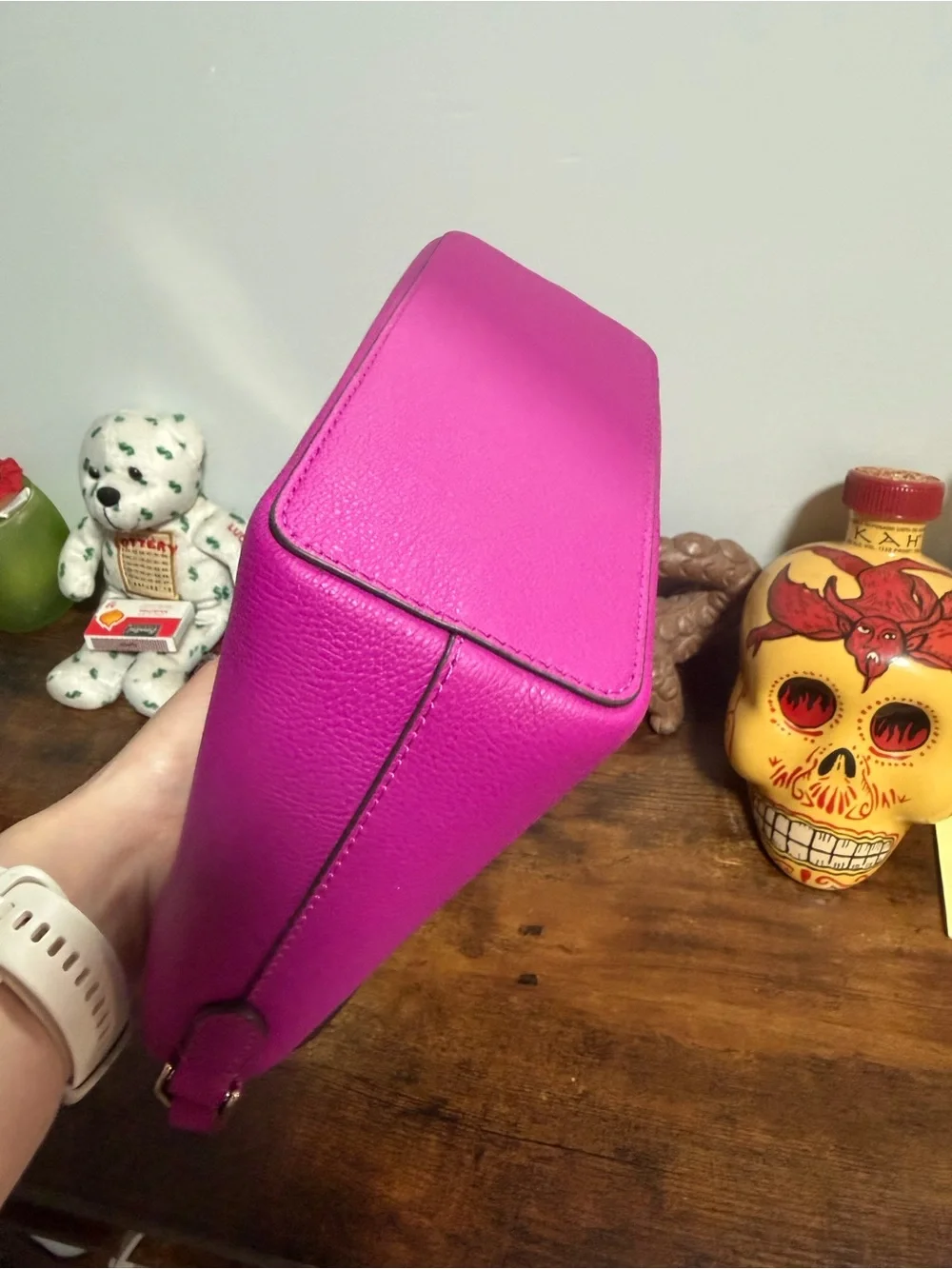 kate spade vibrant fuchsia pink pebbled leather crossbody